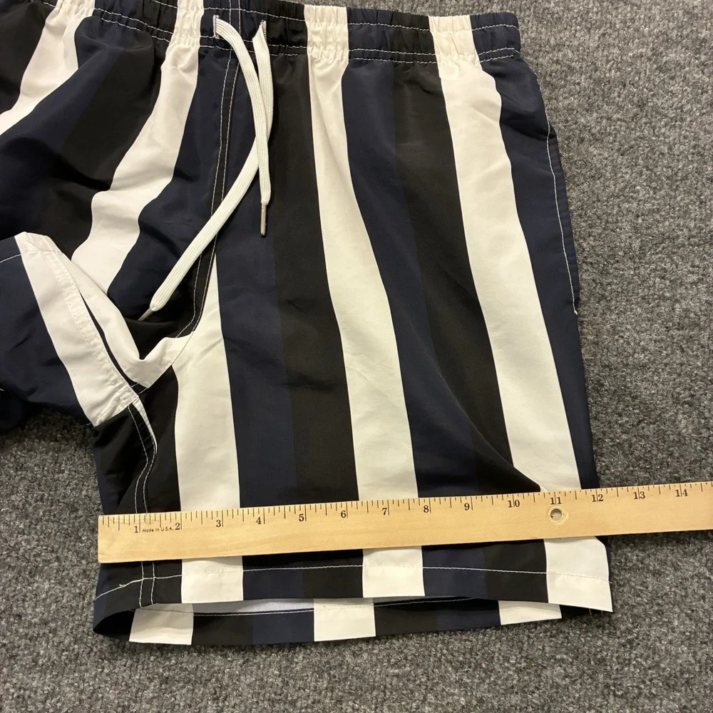 Bather Vertical Striped Mesh Lined Nylon Swim Trunks Shorts Mens Size Medium